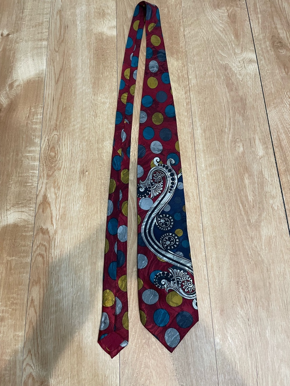 Vintage Brioni 100% Silk Italian Designer Polka Dot Paisley Necktie Burgundy